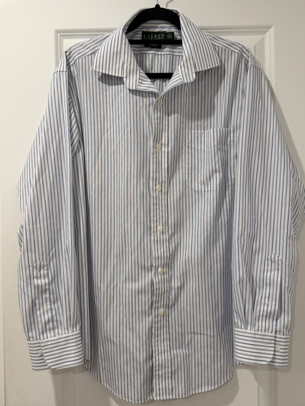 Lauren Ralph Lauren White Dress Shirt with Blue Stripes